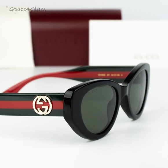 Gucci Women Sunglasses Black Red Grey Cat Eye GG1862S 001 NEW AUTHENTIC - Picture 4 of 10